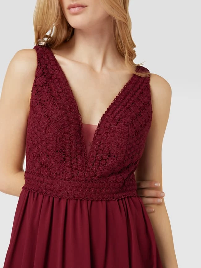 Budget 🥰 Luxuar Cocktailkleid In Minilänge Mit Floraler Spitze - Rot 🎉 – Bild 3