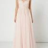 Aktion 🤩 V.M. Abendkleid Aus Tüll Mit Pailletten-Besatz - Rosé 🔔