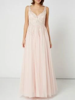 Aktion 🤩 V.M. Abendkleid Aus Tüll Mit Pailletten-Besatz - Rosé 🔔