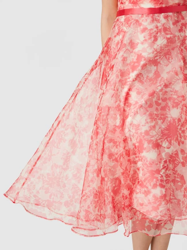 Brandneu ✔️ V.M. Trägerloses Cocktailkleid Mit Floralem Muster - Hellrot ✨ – Bild 3