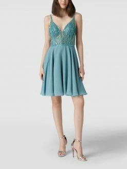 Aktion ✨ Swing Cocktailkleid Mit Zierbesatz - Bleu 😉