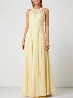 Aktion 🌟 Luxuar Abendkleid Aus Häkelspitze Und Chiffon - Hellgelb 😀