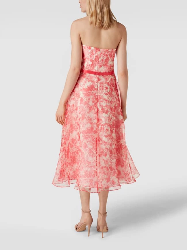 Brandneu ✔️ V.M. Trägerloses Cocktailkleid Mit Floralem Muster - Hellrot ✨ – Bild 5