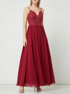 Budget 💯 Laona Abendkleid Aus Spitze Und Chiffon Mit Strasssteinen - Kirschrot 🤩