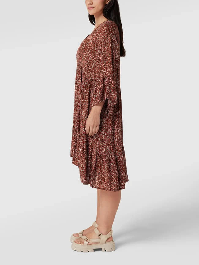 Bester Verkauf 🎉 KAFFE Curve PLUS SIZE Midikleid Mit Allover-Muster Modell 'Cherana' - Rostrot 🥰