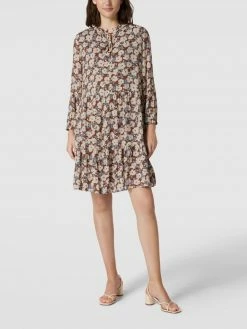 Am billigsten ⌛ Jake*s Collection Minikleid Aus Viskose Mit Schlüsselloch-Ausschnitt - Hellbraun ⭐