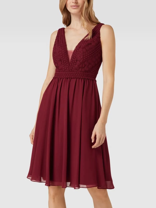 Budget 🥰 Luxuar Cocktailkleid In Minilänge Mit Floraler Spitze - Rot 🎉 – Bild 4