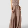 Billig 🔥 Laona Abendkleid Mit Floralen Stickereien Und Ziersteinen - Taupe ✨