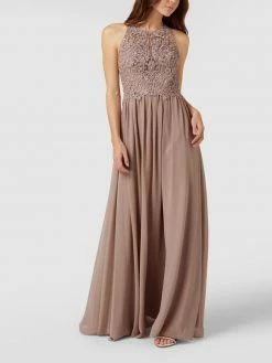 Billig 🔥 Laona Abendkleid Mit Floralen Stickereien Und Ziersteinen - Taupe ✨