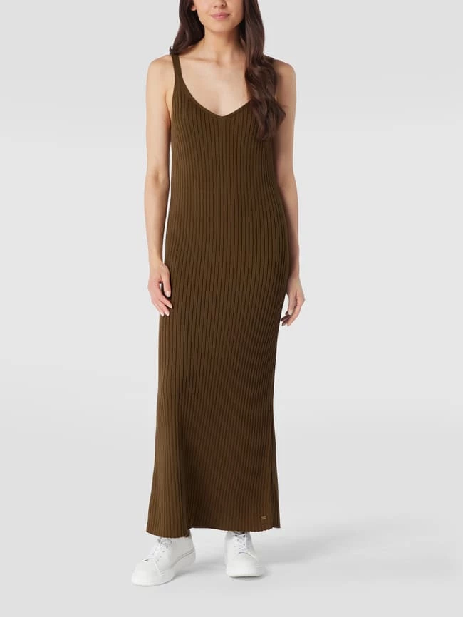 Schlussverkauf 👍 Marc O'Polo Denim Maxikleid Mit Gehschlitz - Schlamm 😍