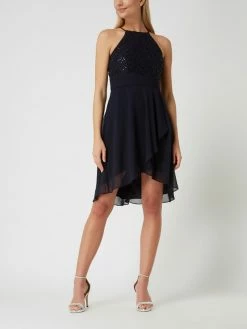 Neu 🎁 Jake*s Cocktail Cocktailkleid Aus Spitze Und Chiffon - Marineblau Meliert ✨