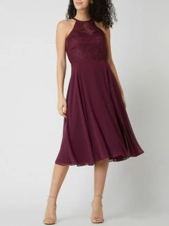 Blitzangebot 🔔 V.M. Cocktailkleid Aus Spitze Und Chiffon - Dunkelrot 🤩