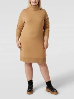 Auslauf 😍 Tommy Hilfiger Curve PLUS SIZE Strickkleid Mit Rollkragen - Beige 😉