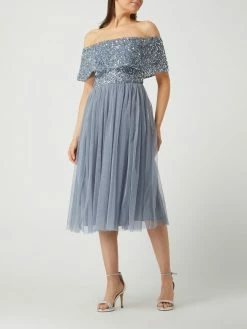 Beste Bewertungen von 🔔 MAYA DELUXE Cocktailkleid Im Off-Shoulder-Look - Rauchblau 🔥