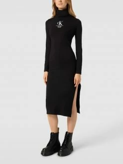 Besorgen 🌟 Calvin Klein 👖 Jeans Midikleid Mit Label-Print - Schwarz 💯