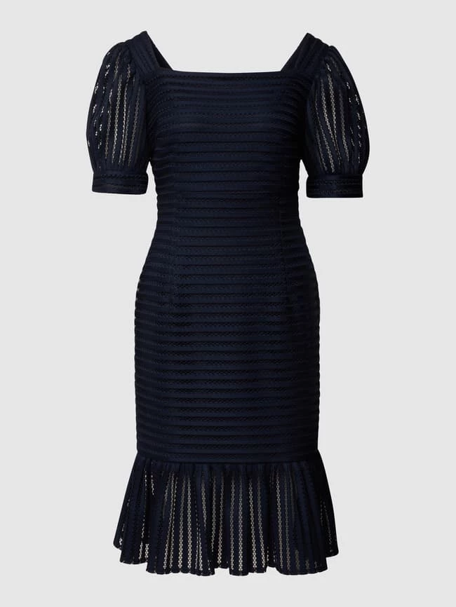 Bestes Angebot ⭐ Swing Kurzärmeliges Cocktailkleid Mit Lochstickereien - Dunkelblau 🔔 – Bild 2