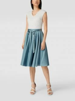 Billig 🔥 Swing Cocktailkleid Mit Taillenband - Bleu 💯