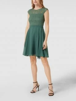 Coupon 🥰 V.M. Cocktailkleid In Minilänge Mit Floraler Spitze - Grün 🎁