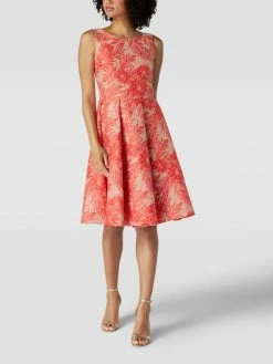 Großhandel 🤩 Swing Cocktailkleid Mit Floralen Stickereien - Rot ✔️