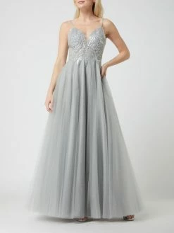 Auslauf ⌛ Luxuar Abendkleid Aus Tüll Mit Pailletten - Silber 💯