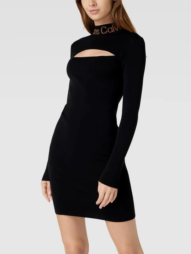 Bester Verkauf 🥰 Calvin Klein 👖 Jeans Minikleid Mit Cut Out Modell 'INTARSIA' - Schwarz 🤩 – Bild 4