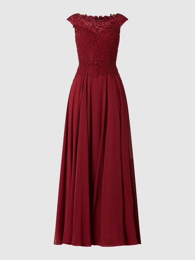Auslauf ✨ Luxuar Abendkleid Aus Spitze Und Chiffon - Bordeaux Rot 🥰 – Bild 2