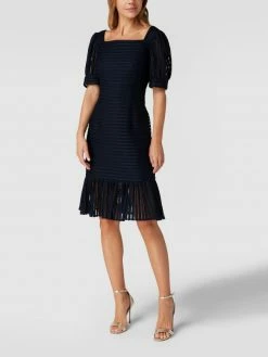 Bestes Angebot ⭐ Swing Kurzärmeliges Cocktailkleid Mit Lochstickereien - Dunkelblau 🔔