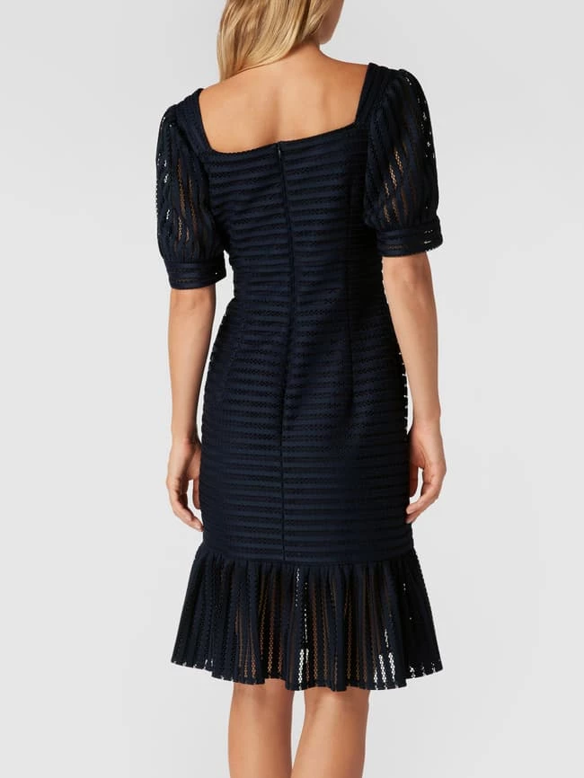 Bestes Angebot ⭐ Swing Kurzärmeliges Cocktailkleid Mit Lochstickereien - Dunkelblau 🔔 – Bild 5