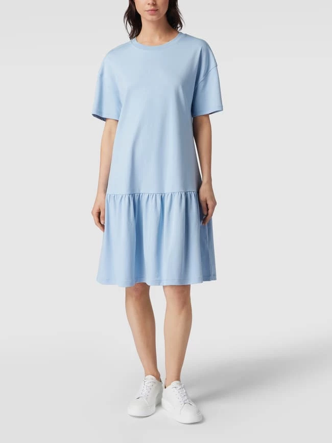 Rabatt 😉 BOSS Casualwear Knielanges Kleid Mit Geripptem Rundhalsausschnitt Modell 'Enika' - Hellblau 💯 – Bild 4