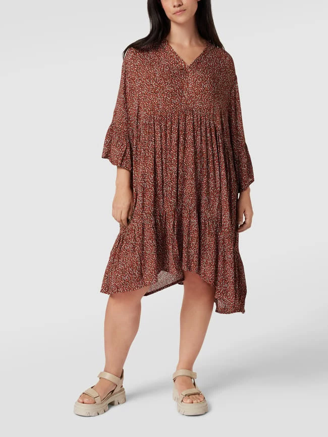 Bester Verkauf 🎉 KAFFE Curve PLUS SIZE Midikleid Mit Allover-Muster Modell 'Cherana' - Rostrot 🥰 – Bild 4