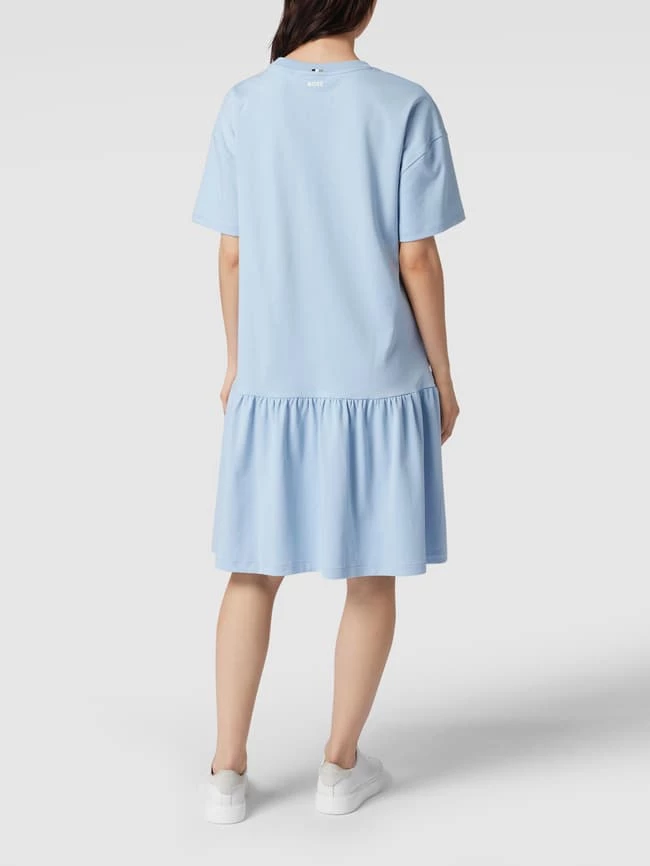 Rabatt 😉 BOSS Casualwear Knielanges Kleid Mit Geripptem Rundhalsausschnitt Modell 'Enika' - Hellblau 💯 – Bild 5
