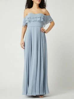 Schlussverkauf 🤩 Luxuar Off-Shoulder-Abendkleid Aus Chiffon - Bleu 💯